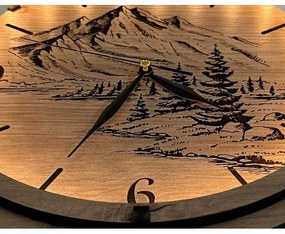 Li-Go 23697/DUB/BAT2 - Ceas LED reglabil cu senzor, LED/1xAA, diametru 32 cm, stejar