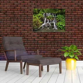 Tablou pe sticlă - Cascadă tropicală (70x50 cm)