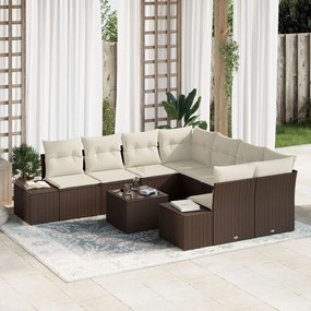 vidaXL Set de canapele pentru grădină 9 pcs Maro Rattan poli