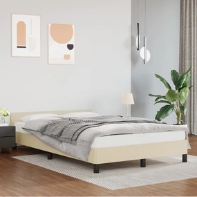 347491 vidaXL Cadru de pat cu tăblie, crem, 120x200 cm, piele ecologică