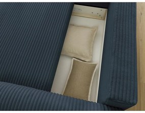 Colțar albastru închis extensibil cu tapițerie din catifea reiată (cu colț pe partea stângă ) Lucien – Bobochic Paris