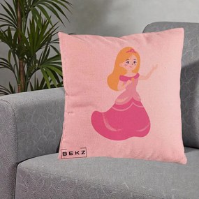 Perna Personalizata Printesa Roz cu Microfon, 40x40 cm, Roz, Husa Detasabila, Perna Inclusa, BEKZ®