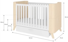 Patut pentru copii cu sertar, HOPPA 70 x 140 cm
