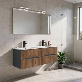 Trent 120 dulap de baie inferior cu chiuvetă ceramică (4 sertare) gri antracit - stejar apus de soare