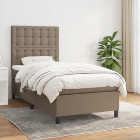 3142061 vidaXL Pat box spring cu saltea, gri taupe, 90x190 cm, textil