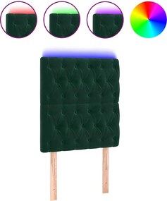 vidaXL Tăblie de pat cu LED, verde închis, 80x7x118/128 cm, catifea