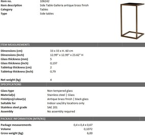 Masuta laterala eleganta design LUX Galleria alama 33x33cm 106242 HZ