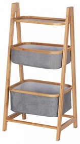 Organizator pentru baie cu 2 compartimente, Bahari, Wenko, 91 x 44 cm, lemn/poliester/bumbac, gri/natur