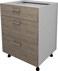 Corp Baza Lecce, 3 Sertare, Stejar Sonoma Inchis/Alb, 60 x 50 x 80 cm