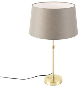 Lampă de masă auriu/alamă cu abajur din in taupe 35 cm - Parte
