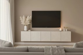 Comodă TV suspendată Asha 200 cm, partea frontală riflat – cashmere