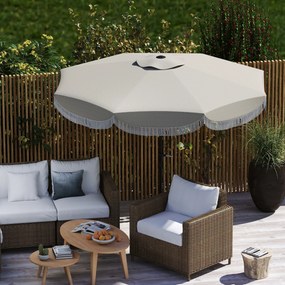 Outsunny Umbrelă de Grădină Inclinabilă 2.7x2.7 m cu Manivelă, Umbrelă Rotundă de Exterior cu 8 Spițe, din Metal și Poliester, pentru Curte sau Balcon, UV 30+, Gri Deschis | Aosom Romania