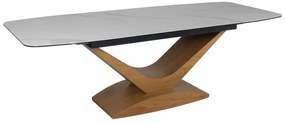Masa extensibila Dolce Ceramic alba Statuario Venato/stejar L180-240xl95 cm