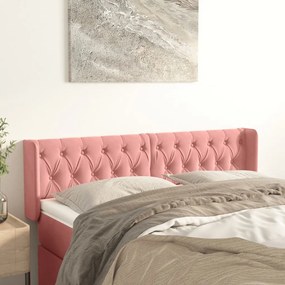 3119157 vidaXL Tăblie de pat cu aripioare roz 147x16x78/88 cm catifea
