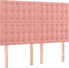 vidaXL Tăblie de pat roz 144x5x118/128 cm catifea