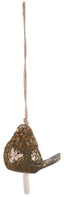 Clopoțel ceramic suspendat Pasăre, verde, 13 x 45x 9 cm