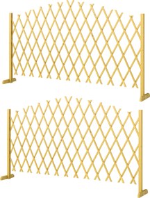 Outsunny Set de 2 panouri extensibile de gard pentru grădină exterioară din lemn pentru decor terasă 180x30x103 cm Natural | Aosom Romania