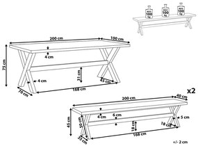 Set pentru grădină OLIBIA (gri) (cu băncuțe) (pentru 8 persoane). 1022581