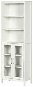 kleankin Colțar de Baie cu 2 Uși de Sticlă și 3 Rafturi Mobilier Auxiliar de Stil Modern 53x30x162 cm Alb | Aosom Romania