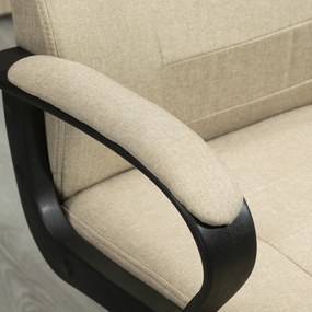 Vinsetto Scaun de Birou Ergonomic, Rotativ și Înclinabil, din Țesătură cu Aspect de In, cu Tetieră, Bej | Aosom Romania