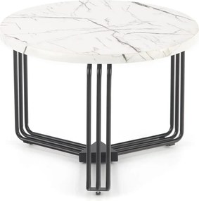 Masuta cafea ANTICA M, alb cu efect de marmura/negru, 55x55x41 cm