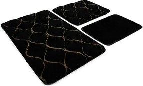 Set 3 covorase baie INFINITY, forma dreptunghiulara, acril, negru