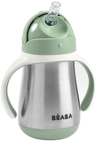 Cană termoizolată cu pai Beaba 250 ml verde