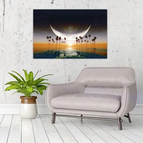 Tablou- Luna deasupra palmierilor (90x60 cm)