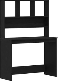 vidaXL Birou cu rafturi, stejar negru, 102x45x148 cm, lemn prelucrat