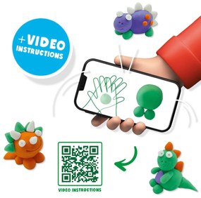 Plastilina colorata vegana FunDo - Dinozauri (3 x 90 gr - 1 x 40 gr)