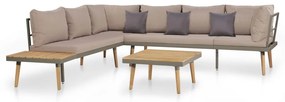 44239 vidaXL Set mobilier grădină cu perne, 4 piese, maro, lemn acacia