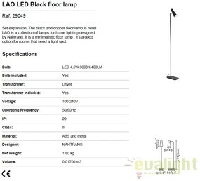 Lampadar LED design modern minimalist LAO negru 29049