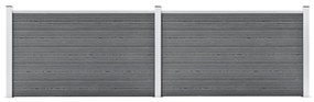Gard de gradina, gri, 353 x 106 cm, WPC 1, Gri, 2 sectiuni