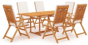 3059569 vidaXL Set mobilier de grădină cu perne, 7 piese, lemn masiv de tec