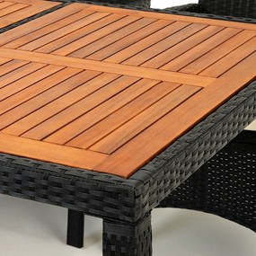 Deuba Set ratan de gradina Berlin 1+8 - negru/lemn