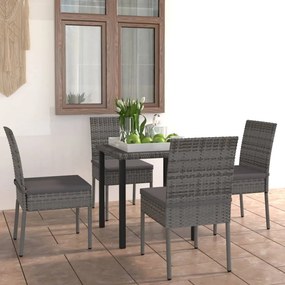 Set mobilier de gradina, 5 piese, gri, poliratan Gri, 5