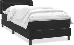 vidaXL Pat box spring cu saltea, negru, 80x220 cm, catifea