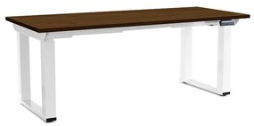 Masă înălțime reglabilă OfficeTech Strong 180 x 80 cm, picioare albe, nuc