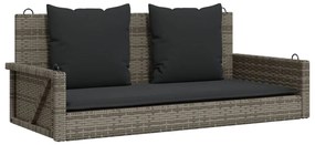 365631 vidaXL Bancă de balansoar cu perne, gri, 119x56x48 cm, poliratan