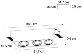Set de 6 spoturi încastrate albe GU10 AR70 fără ramă cu 3 lumini - Oneon