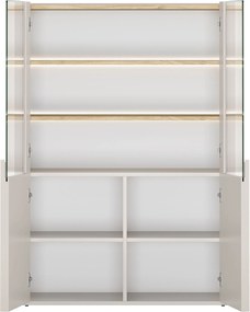 Vitrină cu două uși Amilio 100 cm - cașmir / stejar uleiat / mânere cașmir