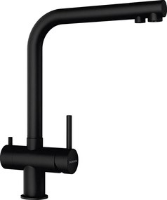Baterie bucatarie Schock Vitus Cristadur Puro, 3 cai, aspect granit, cartus ceramic, negru intens