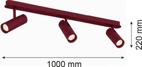 Plafoniera cu 3 spoturi directionabile cu bec GU10 Linca burgundy