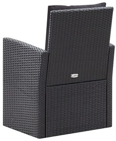 Set mobilier de gradina cu perne, 6 piese, negru, poliratan