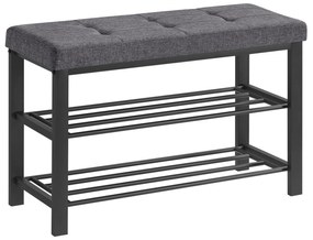 Banca cu spatiu de depozitare pentru incaltaminte cu sezut gri MOBRIX 81x49 cm, negru