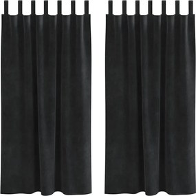 vidaXL Perdele opace 2 pcs Negru 140 x 175 cm Catifea