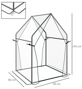 Outsunny Mini Sera Portabila 90x90x145cm cu 2 Usi cu Fermoar Transparent pentru Interior Exterior | Aosom Romania