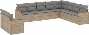 vidaXL Set canapele de grădină, 10 piese, cu perne, bej, poliratan