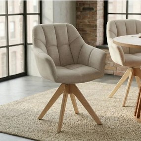 Scaun pivotant PAPILLON catifea bej/ stejar