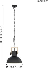 Eglo 44056 - Lustră pe lanț LUBENHAM 1xE27/28W/230V